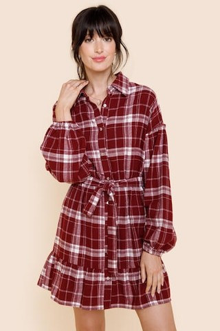 Stevie Plaid Button Mini Dress - francesca's | Francesca's