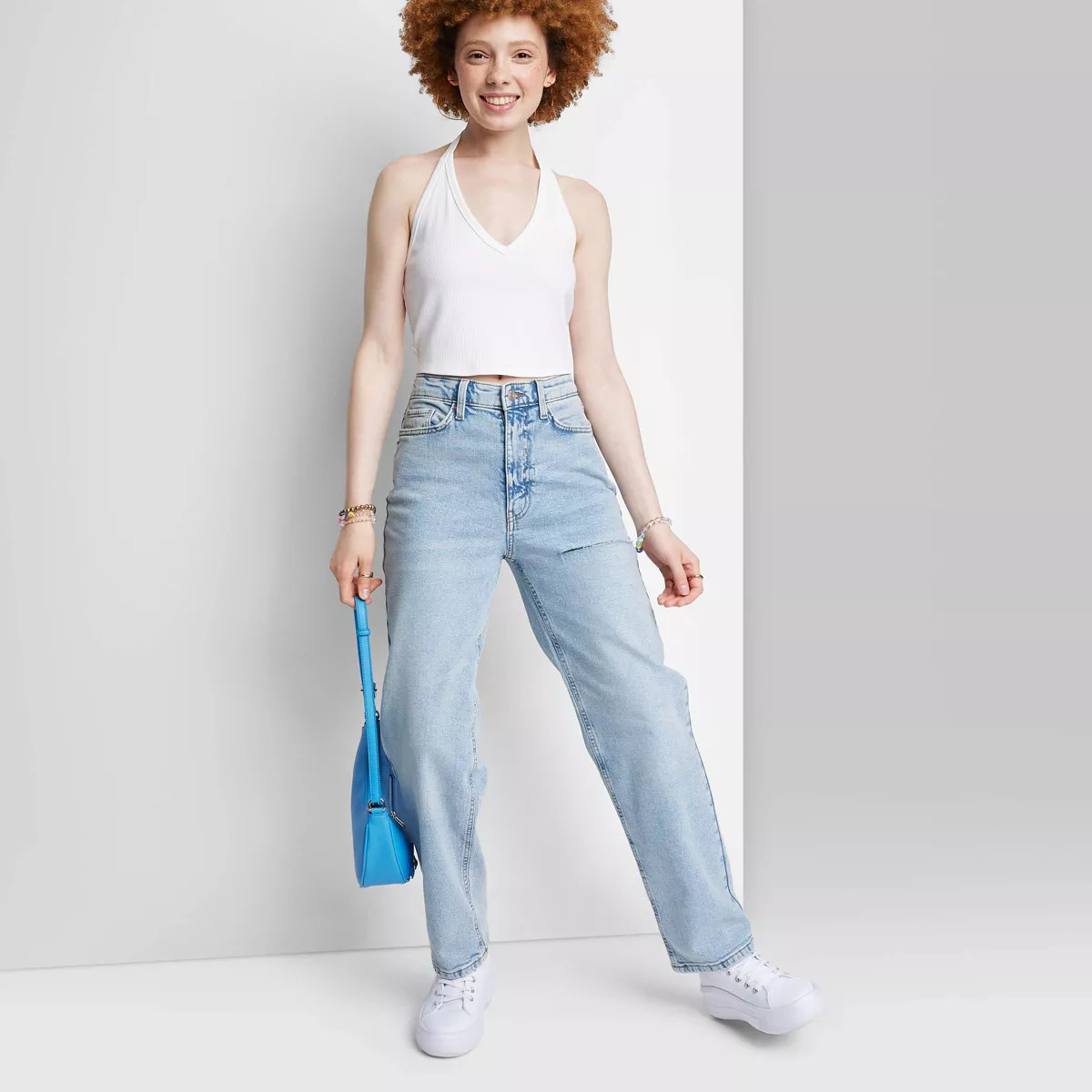 Women's High-Rise 90's Relaxed Slashed Straight Jeans - Wild Fable™ Light Wash | Target