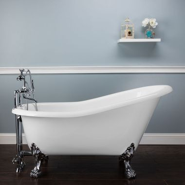 Paris Acrylic Slipper Clawfoot Tub - Rim Faucet Drillings - Lion Paw Feet | Vintage Tub & Bath