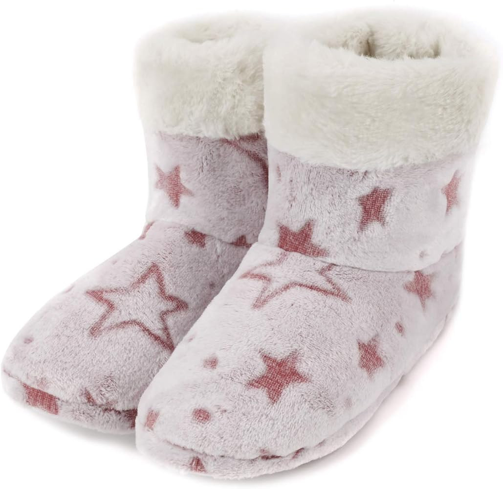 Women's Comfort Winter Bootie Slippers, Unique Flannel Indoor Memory Foam House Shoes | Amazon (US)