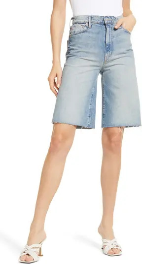 The Undercover Frayed Knee Length Denim Shorts | Nordstrom