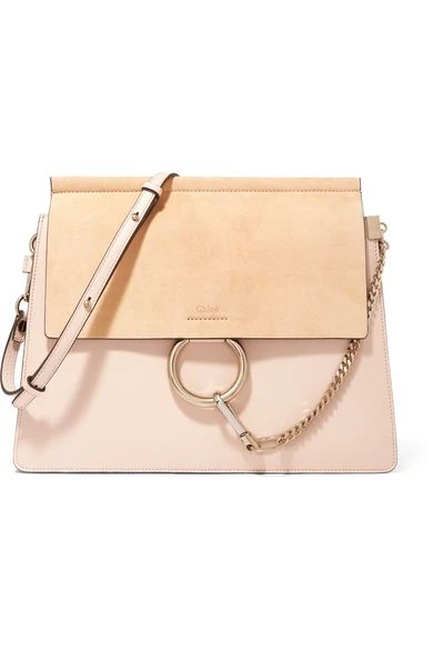 Faye medium leather and suede shoulder bag | NET-A-PORTER (US)