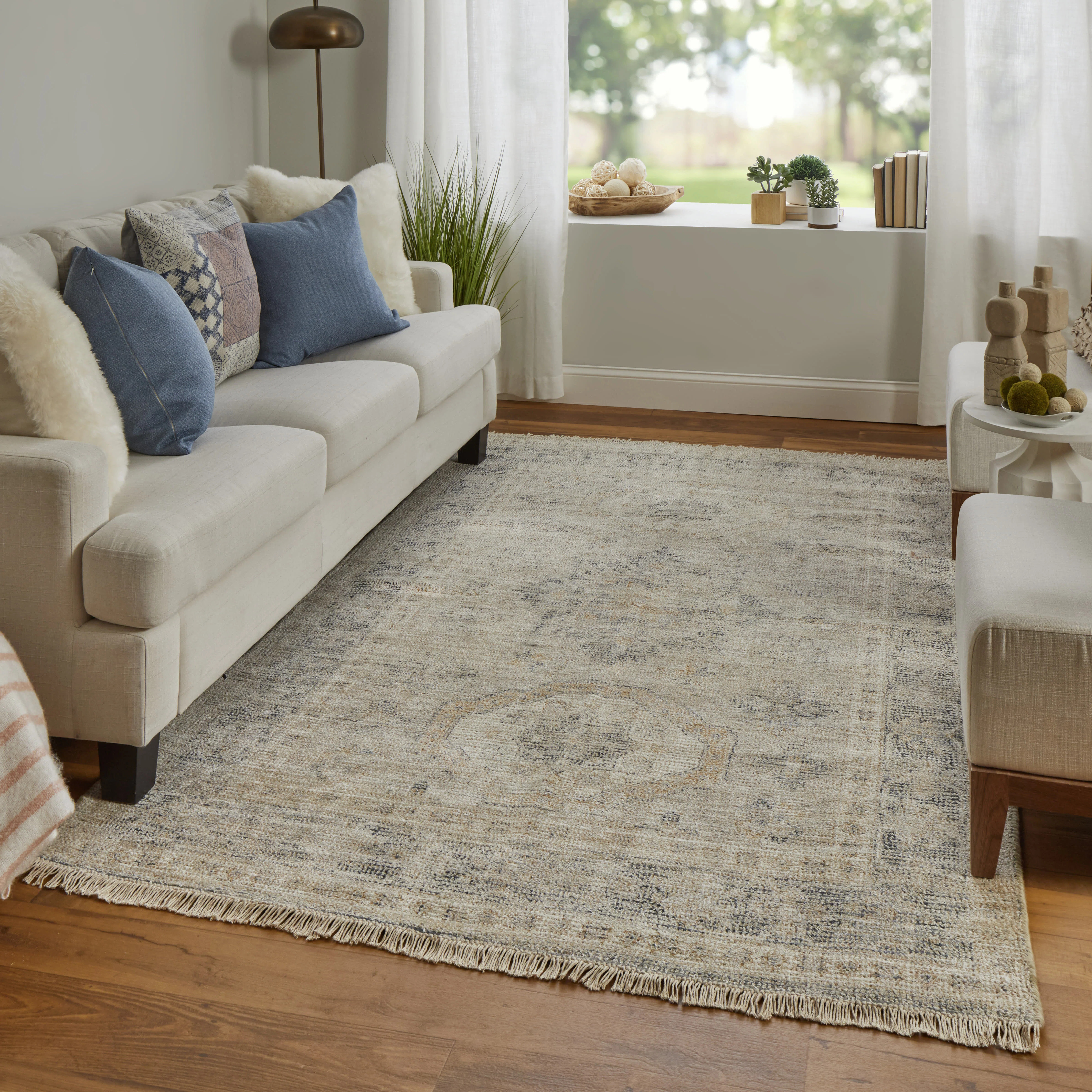 Alberdine Transitional Medallion Handmade Sand Rug | Wayfair North America
