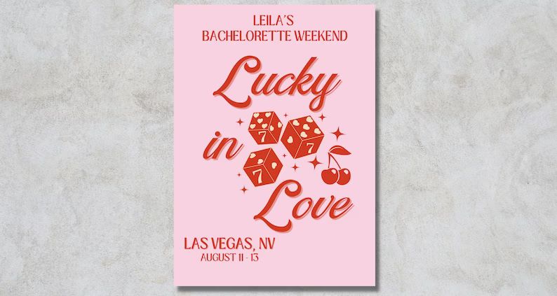 Bachelorette Party Logo, Invitation & Itinerary LUCKY in LOVE Las Vegas, Instant Download Templat... | Etsy (US)