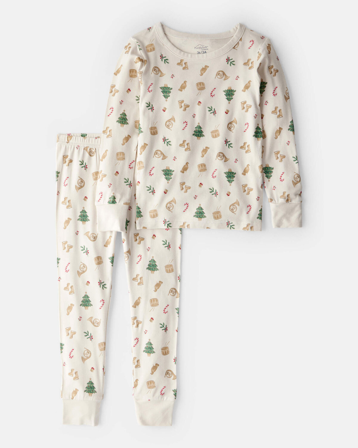 Toddler Festive Holiday PurelySoft Snug Fit 2-Piece Pajamas - Cream | Carter's | Carter's Inc