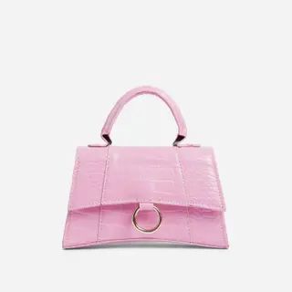 Georgie Ring Detail Tote Bag In Pink Croc Print Patent | EGO Shoes (US & Canada)