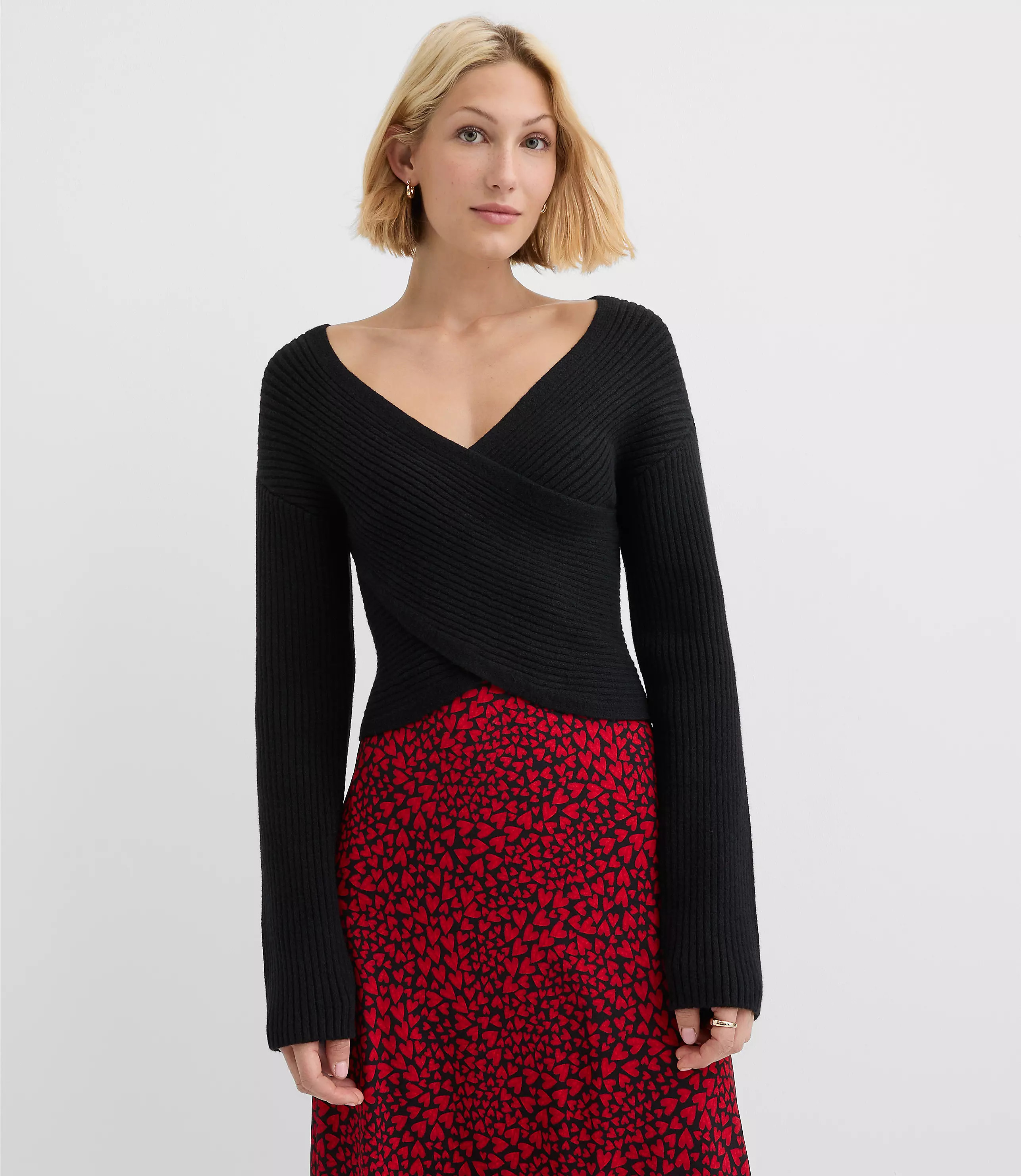 Ribbed Crossover Sweater | LOFT