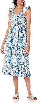 The Drop Women's Kimi Ruffled Shoulder Smocked Midi Dress | Amazon (US)