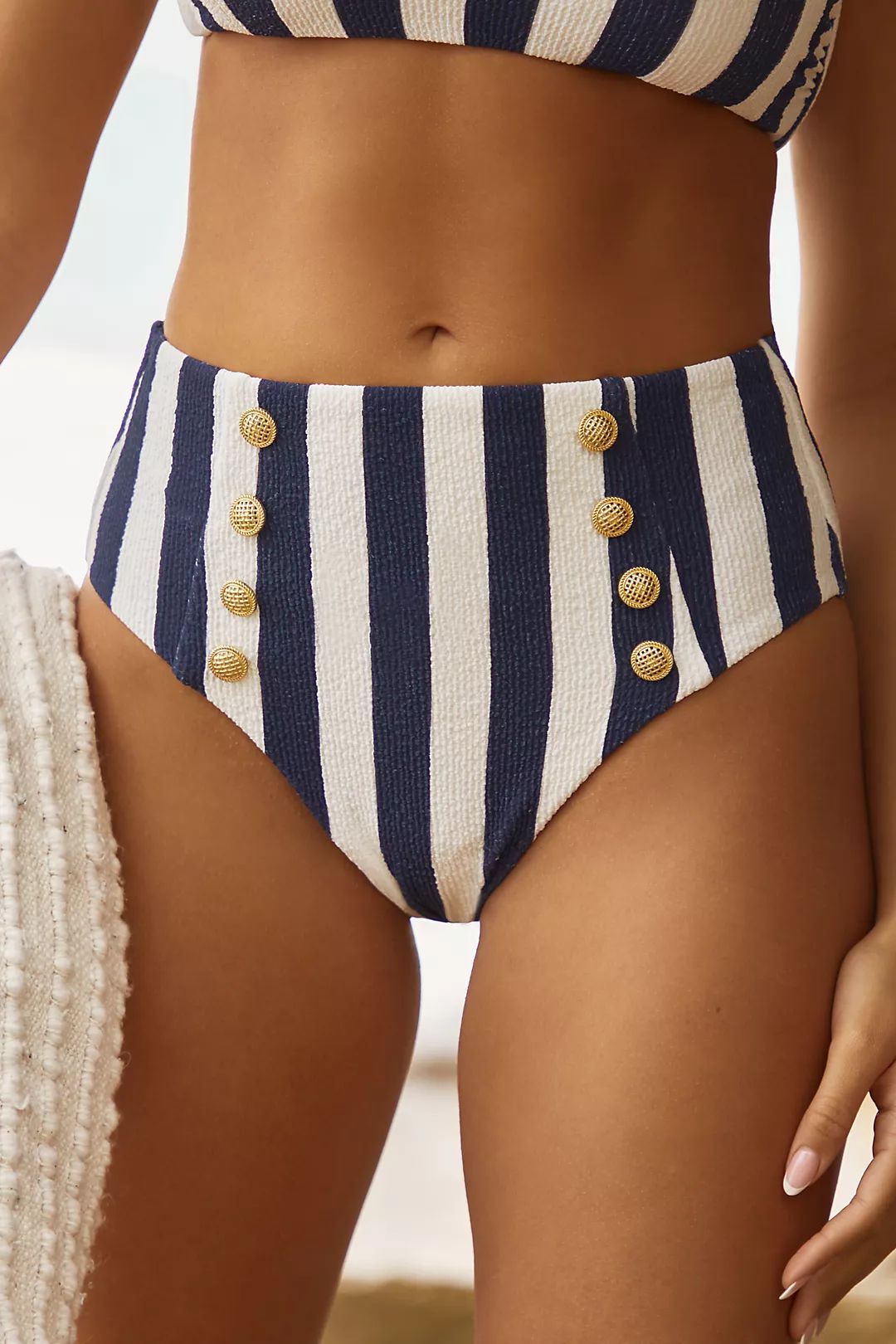 By Anthropologie Nautical High-Waisted Bikini Bottoms | Anthropologie (US)