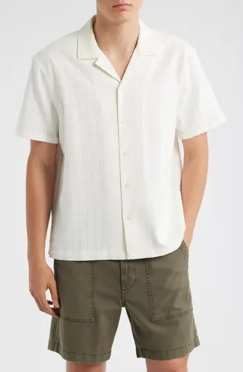 Treasure & Bond Grid Eyelet Cotton Camp Shirt | Nordstrom | Nordstrom