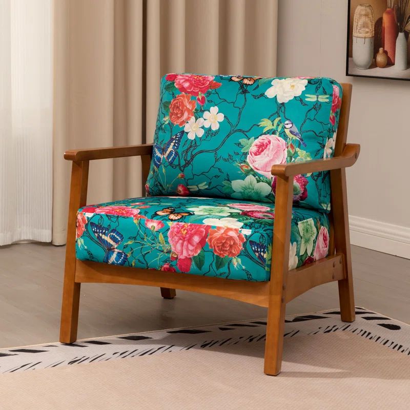 Rosdorf Park Floral Upholstered Solid Wood Armchair | Wayfair | Wayfair North America