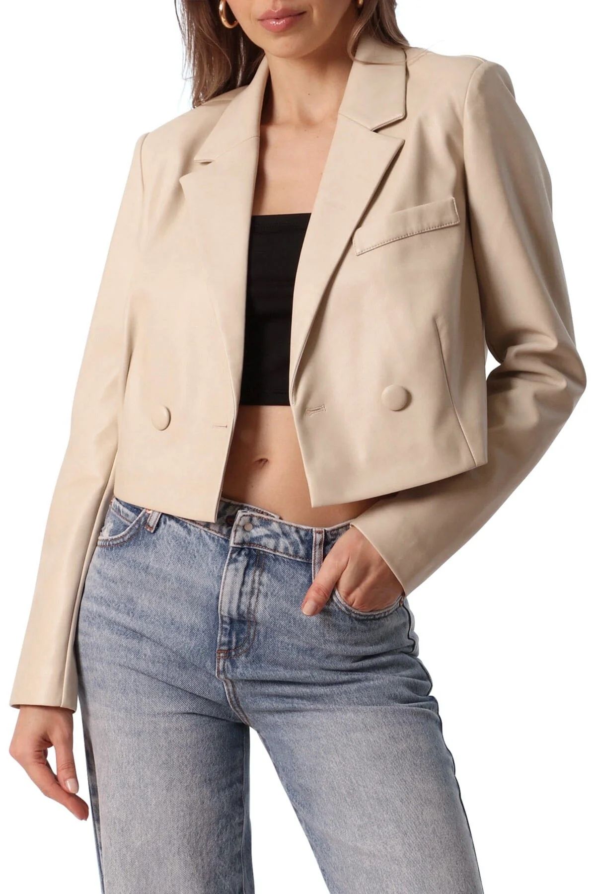 Faux-Ever Leather™ Cropped Blazer | Avec Les Files