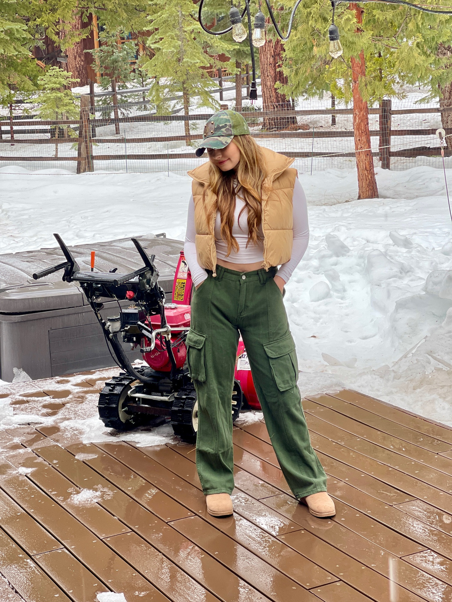 Wearing a size medium in these cargo pants. Fabulous Amazon find! The vest is a size small. Tons of colors to choose from. Linked my mini boots & long sleeve too! 

#LTKshoecrush #LTKstyletip #LTKfit