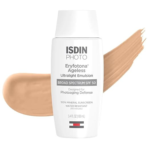 ISDIN Eryfotona Ageless Tinted Mineral Sunscreen SPF 50, Anti-Aging Face Sunscreen with Zinc Oxid... | Amazon (US)