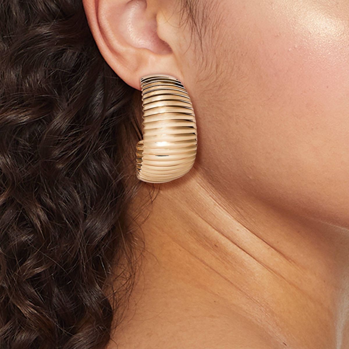 Thin Ribbed Hoop Earrings - A New Day™ Gold | Target