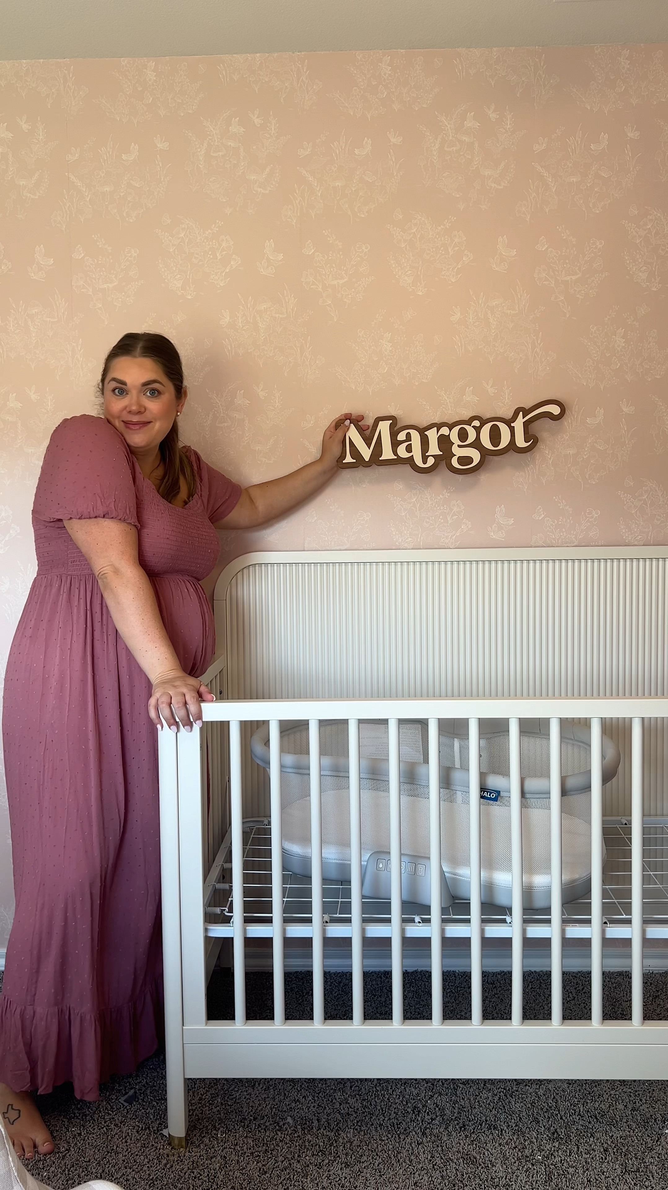 Girl nursery update. Her dresser, crib, and glider are from namesake. Wearing xl in dress use code KEEPING25. Nursery decor, vintage girl room 

#LTKBump #LTKHome #LTKBaby