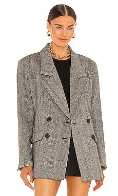 Smythe Oversized Blazer in Black & Ivory Herringbone from Revolve.com | Revolve Clothing (Global)