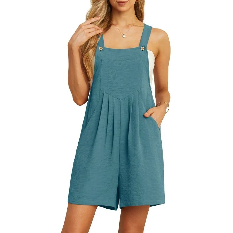 Cueply Women's Short Overalls Casual Summer Rompers Adjustable Strap Shorts Jumpsuit with Pockets | Walmart (US)