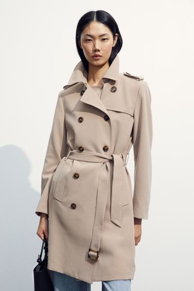 Double-breasted Trenchcoat - Beige - Ladies | H&M US | H&M (US)