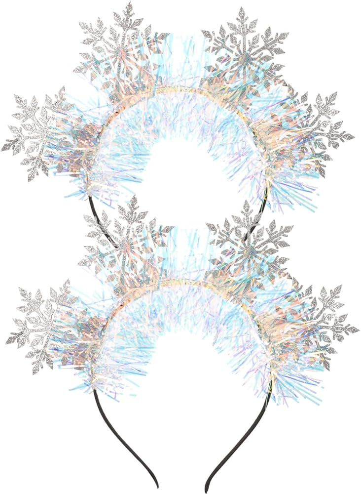 Amosfun 2pcs Snowflake Headbands Christmas Tinsel Hairbands Snowflakes Hair Hoop Headpiece Christ... | Amazon (US)