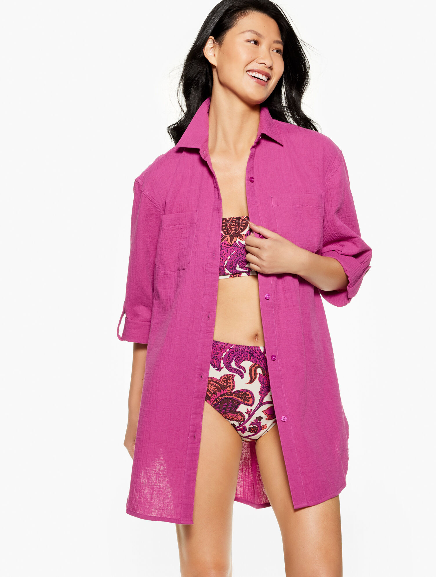 Aqua Club Gauze Shirt Cover-Up | Talbots