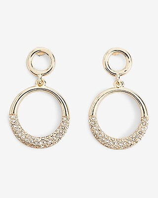 Double Circle Rhinestone Drop Earrings | Express