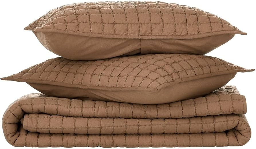 Nate Home by Nate Berkus Solid All-Season Cotton Textured Quilt Set | Breathable and Comfortable ... | Amazon (US)