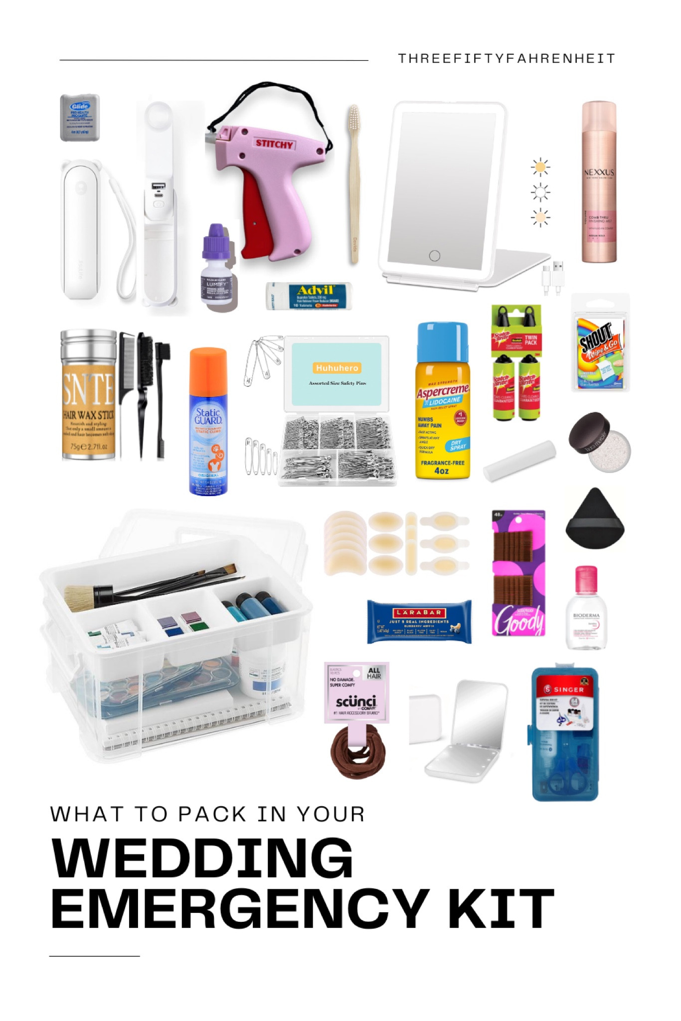 My wedding day emergency kit absolutely saved me. Here’s what’s in it! This would make a great Christmas gift for the bride from the maid of honor/bridesmaids  

#LTKGiftGuide #LTKWedding