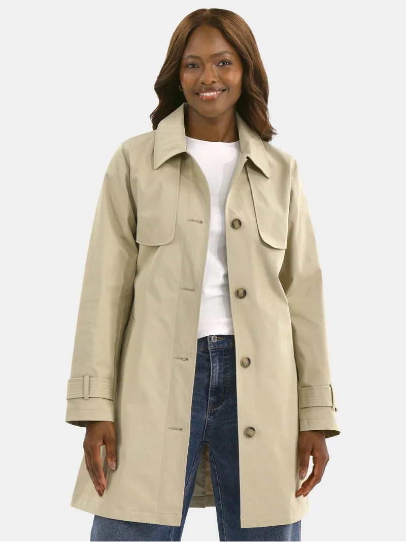 Time and Tru Women's Belted Trench Coat, Midweight, Sizes XS-2X | Walmart (US)