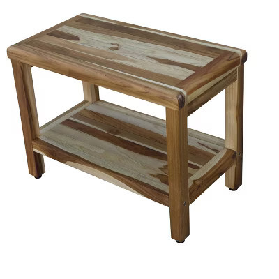 HomeRoots 24" Natural Teak Rectangular Shower Bench With Shelf | Target
