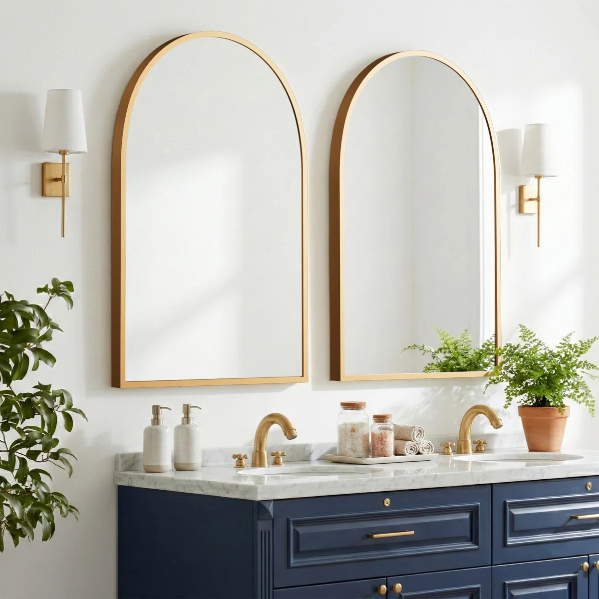 Vercher Metal Arched Bathroom/Vanity Mirrors (Set of 2) | Wayfair North America