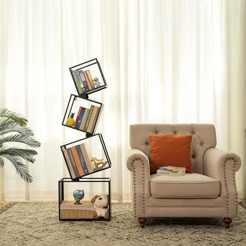 Asuli Bookshelf 2024 New, 4-Tier Bookshelves, 49.2" Tall Black Bookshelf, Book Shelf, Bookcase, Modern Bookshelf, Storage Shelves for CDs/Books/Collections, Display Shelf, Livingroom, Bedroom, Office | Amazon (US)