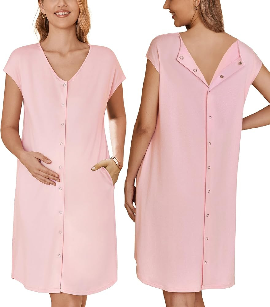 Ekouaer Labor/Delivery/Hospital Gown Nursing Nightgown Maternity Sleepwear With Pockets Postpartu... | Amazon (US)