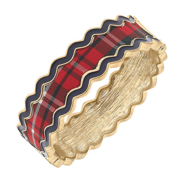 Annalise Tartan Statement Bangle in Red | CANVAS