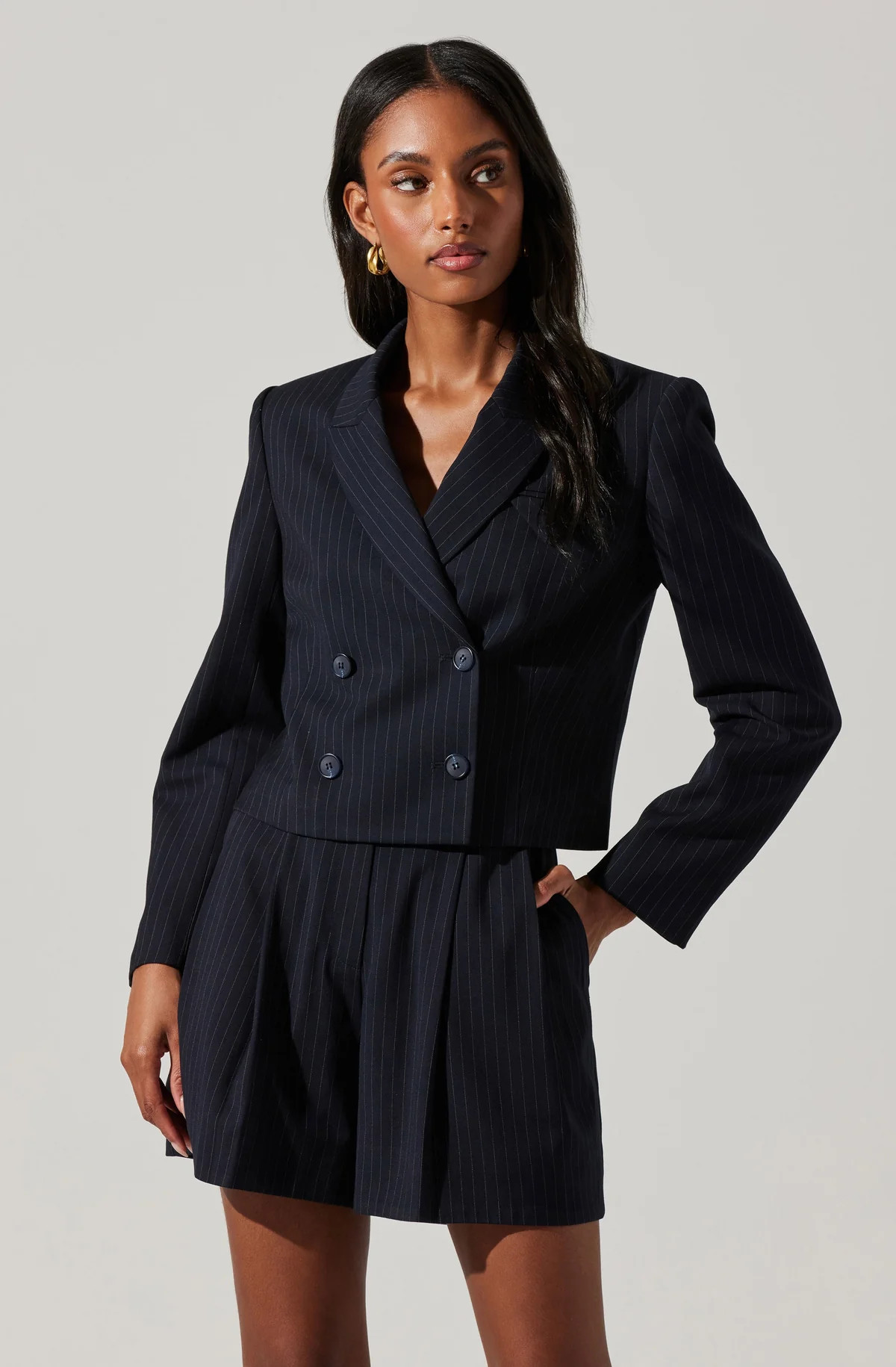 Preston Pinstripe Cropped Blazer | ASTR The Label (US)