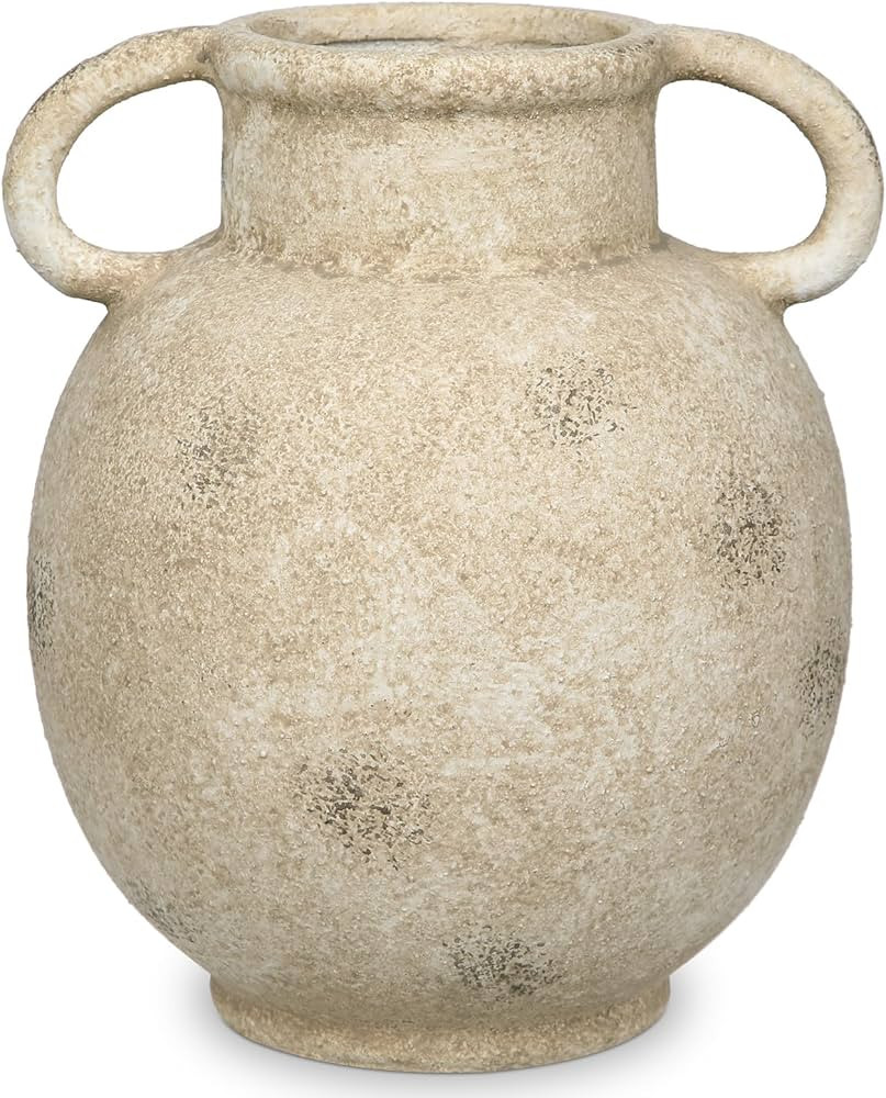 Oairse Rustic Ceramic Vase with Handles – Antique-Style Farmhouse Pottery Decorative Urn for Ta... | Amazon (UK)