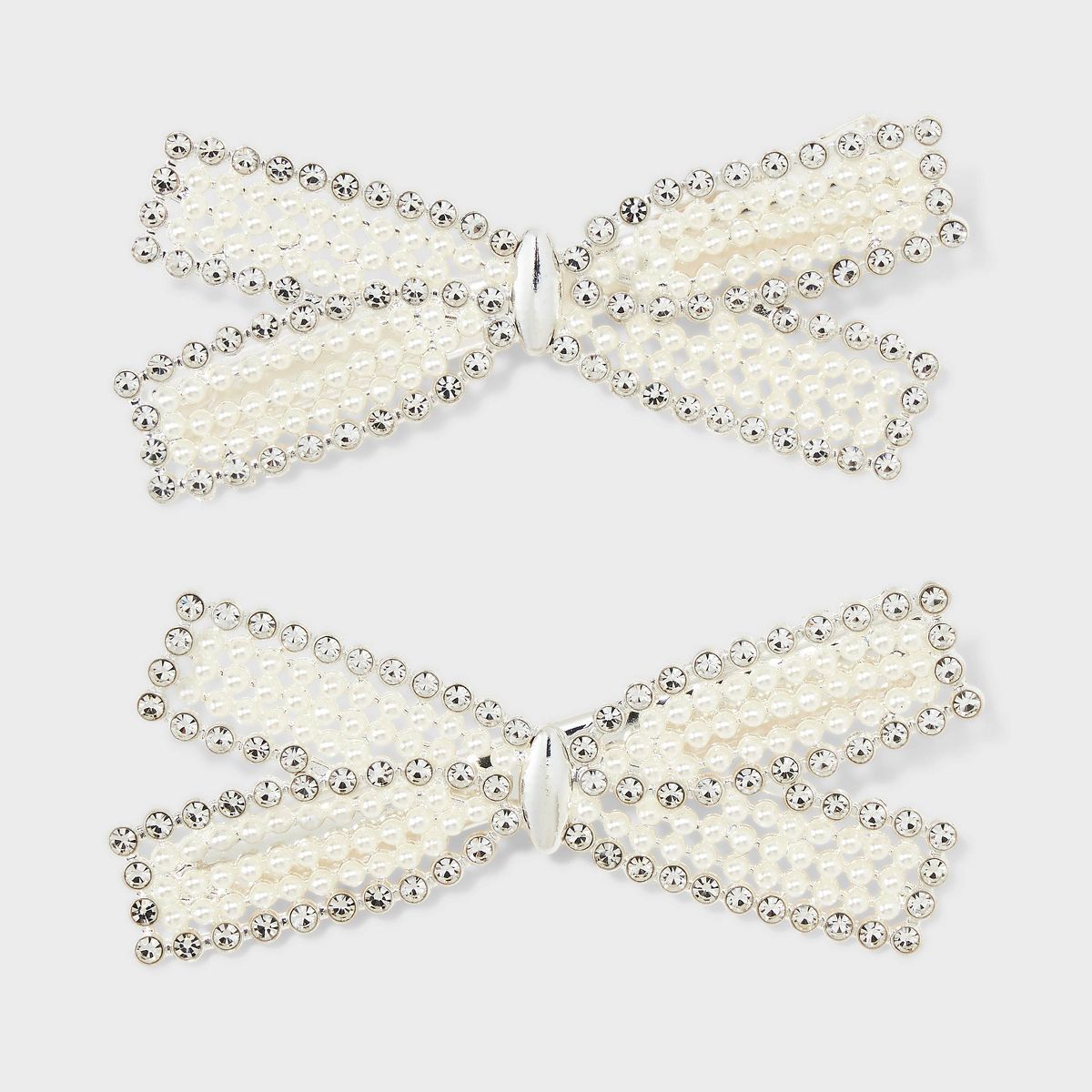 Rhinestone Bow Hair Clips Set 2pc - A New Day™ Ivory | Target