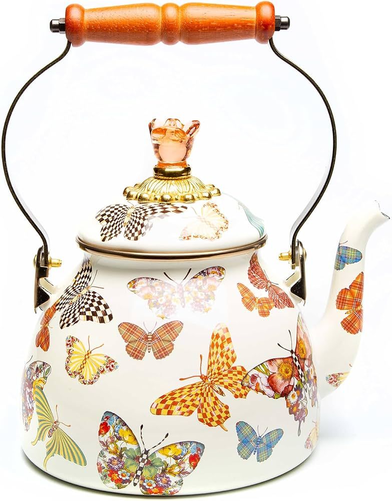MacKenzie-Childs Butterfly Garden Enamel Tea Kettle, Decorative Tea Kettle, 2-Quart Capacity | Amazon (US)