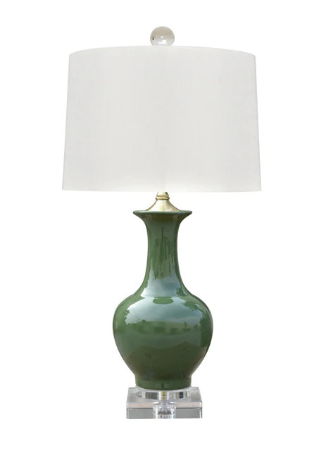 Pine Green Porcelain Vase Lamp | Mintwood Home