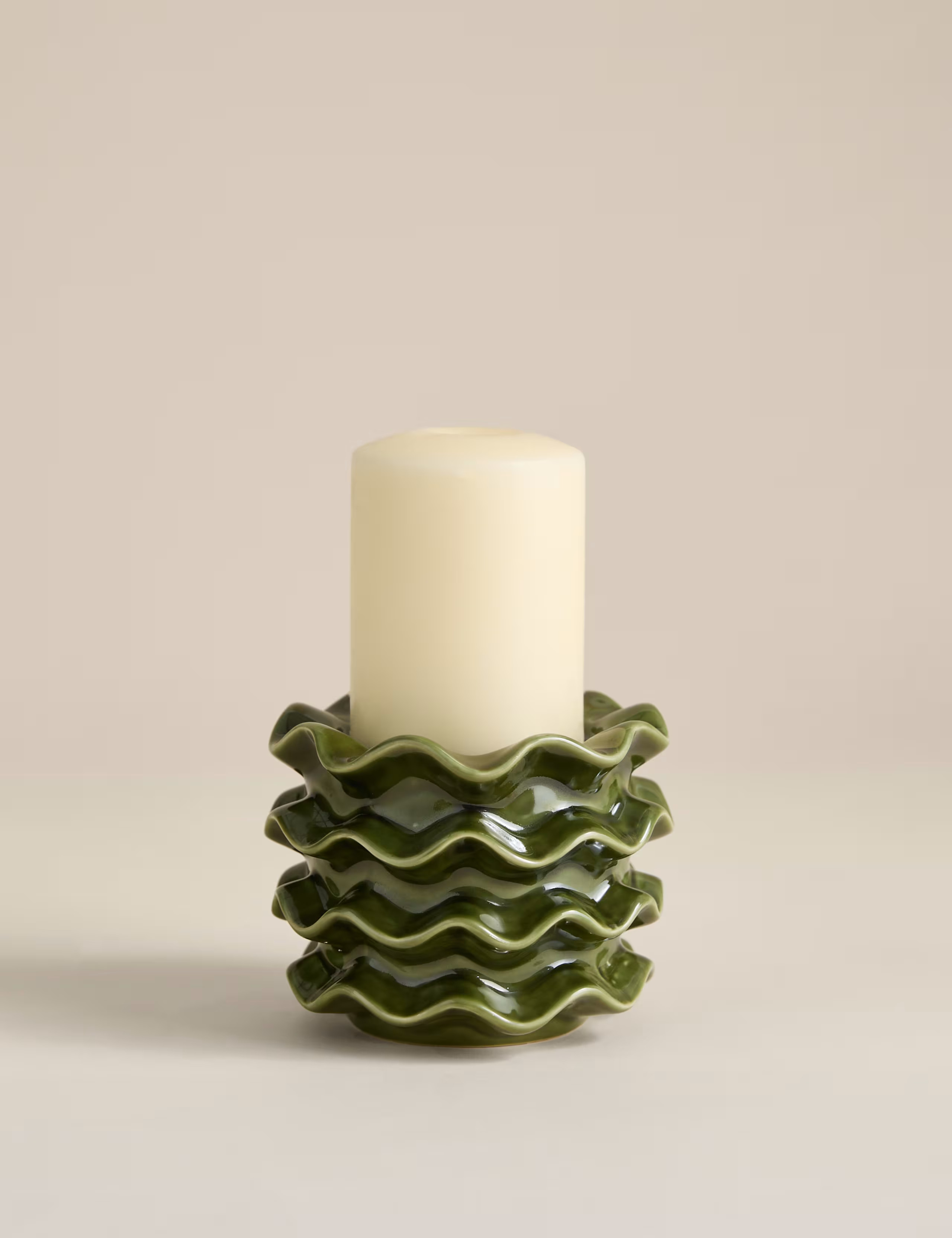 Frill Ceramic Pillar Candle Holder | Marks & Spencer (UK)