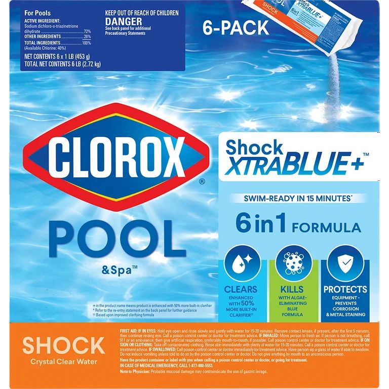 Clorox Pool&Spa Shock XtraBlue+ Granules for Swimming Pools, 6pk | Walmart (US)
