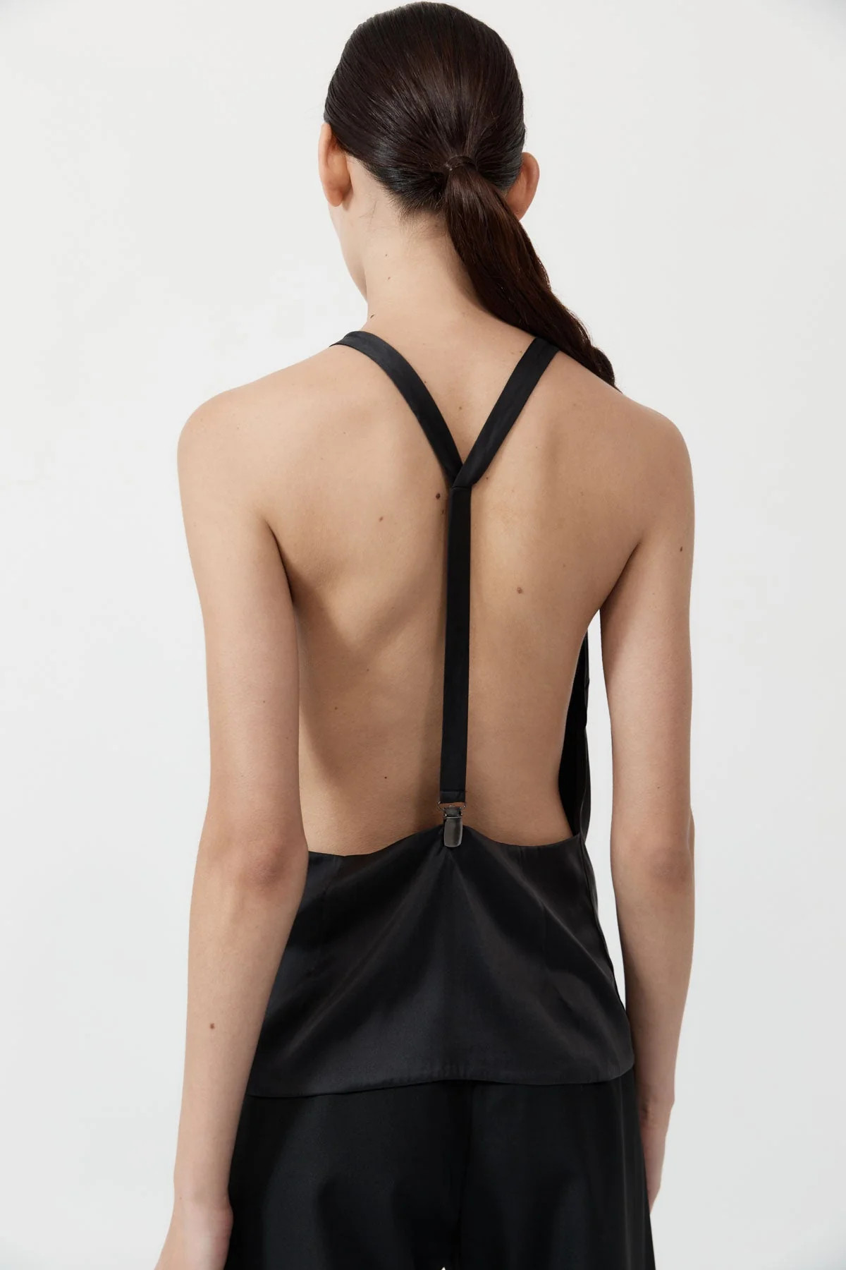 Soft Silk Suspender Top - Black | St. Agni (US, UK, EU)
