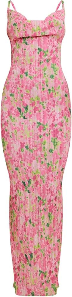 LASPIA Cowl Neck Dress Sexy Strap Shoulder Pleated Maxi Dresses Summer Wedding Guest Dresses for ... | Amazon (US)