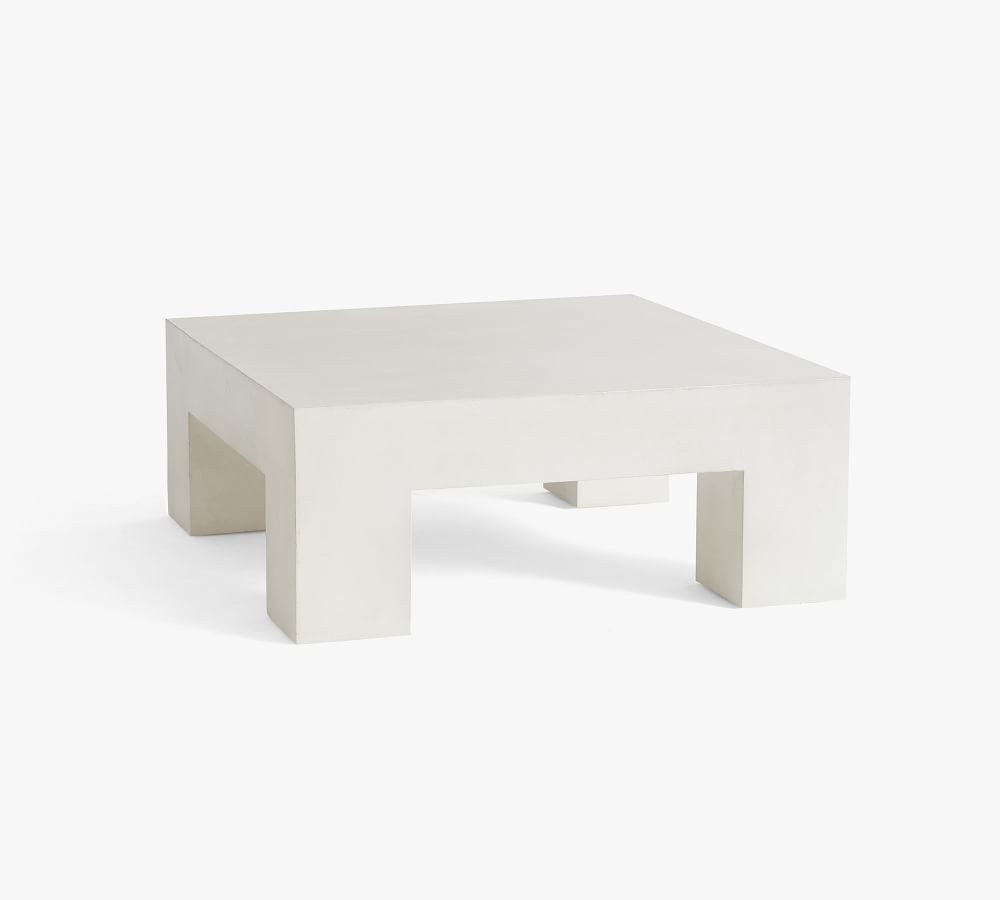 Pomona Concrete Chunky Leg Coffee Table, White Speckle | Pottery Barn (US)