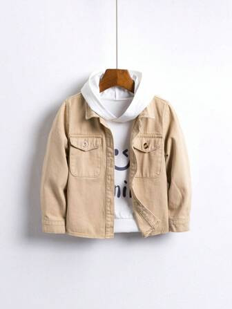 Young Boy 1pc Flap Pocket Denim Shirt | SHEIN