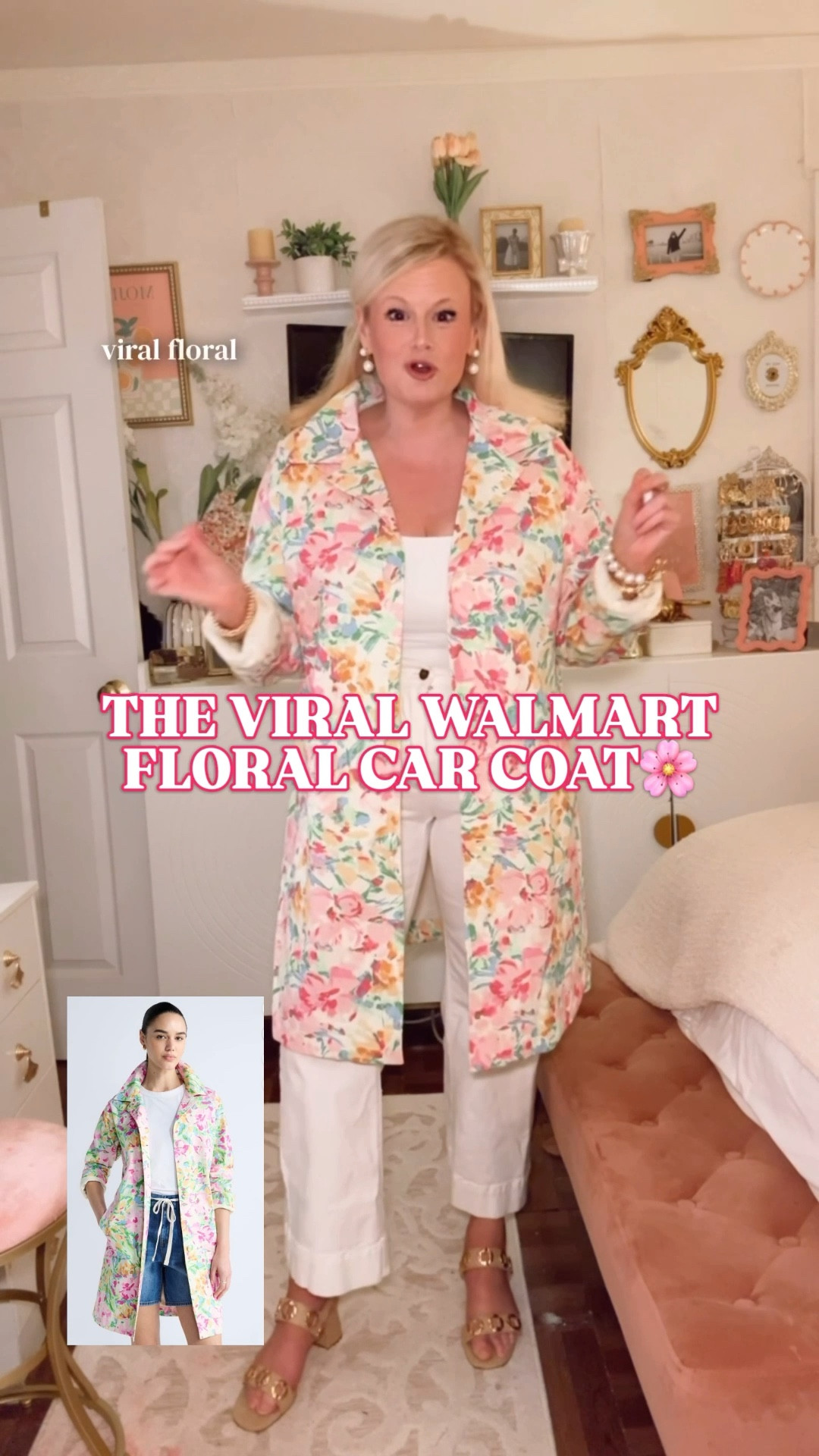 Walmart floral car coat, Walmart floral jacket, Lilly Pulitzer look for less, spring jacket women, statement jacket, floral coat women, Free Assembly car coat, spring outfits women

The viral Walmart floral car coat is BACK, and this is the spring statement jacket everyone kept asking about.

This is the piece that came online, disappeared almost immediately, and basically had people searching for it ever since. Now she’s restocked, and she is every bit as good as expected.

The print is absolutely gorgeous — bright painterly florals, pink, green, yellow, soft pastel color, and that polished Palm Beach feeling that gives major Lilly Pulitzer look for less energy.

The details make it even better:
✨ viral Walmart floral car coat
✨ lined
✨ lightweight
✨ 98% cotton, 2% spandex
✨ button front
✨ notch collar
✨ side welt pockets
✨ mid-thigh length
✨ spring statement jacket
✨ sizes XS-4X

Fit note: this runs generous. I’m a true medium and I’m wearing a small here with plenty of room.

This is the kind of jacket that does all the outfit work for you. Wear it with white denim, a simple tee, cropped pants, denim shorts, a sundress, sandals, flats, or gold jewelry and it instantly feels polished.

Perfect for spring outfits, brunch outfits, vacation outfits, garden parties, church, school events, lunch dates, casual work outfits, and any day you want your outfit to look intentional in one step.

If you love Lilly Pulitzer, Palm Beach style, colorful spring outfits, preppy spring style, Walmart fashion finds, and designer look for less pieces, this is the one I would not let sit.

Walmart floral car coat, Walmart floral jacket, Walmart spring jacket, floral jacket women, floral coat women, spring coat women, spring jacket women, Lilly Pulitzer look for less, Lilly Pulitzer inspired, Palm Beach style, preppy spring outfit, statement jacket women, Free Assembly jacket, Walmart fashion finds

#LTKFindsUnder100 #LillyPulitzer #LookForLess #WalmartStyle #GoingViral 

#LTKWorkwear #LTKSeasonal #LTKTravel