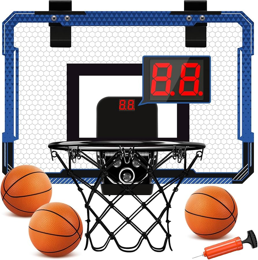 Xucutu Indoor Mini Basketball Hoop for Door - Over The Door Basketball Mini Hoop with Scoreboard ... | Amazon (US)