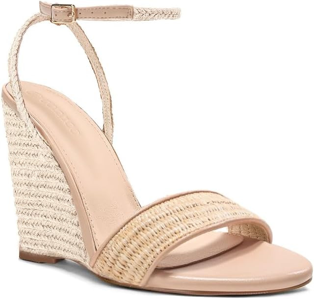 Coutgo Womens Wedges Heels Sandals Espadrilles Raffia Open Toe Ankle Strap Straw Summer Beach Sho... | Amazon (US)