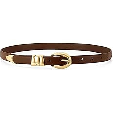 WHIPPY Women Skinny Leather Belt for Jeans Pants Dresses Ladies Fashion Waist Belt with Shiny Gol... | Amazon (US)