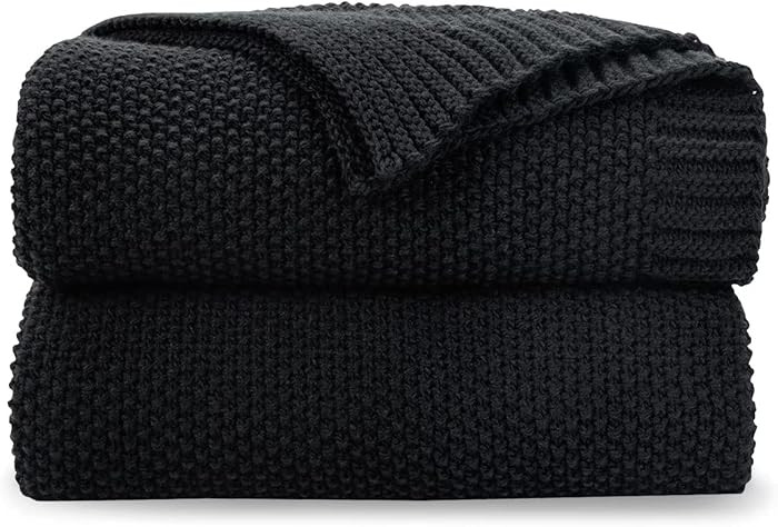 CozeCube Black Throw Blanket for Couch, Soft Cozy Cable Knit Throw for Bed Sofa Living Room, Ligh... | Amazon (US)